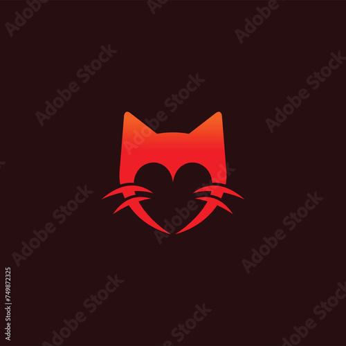 cat lover logo, love cat logo