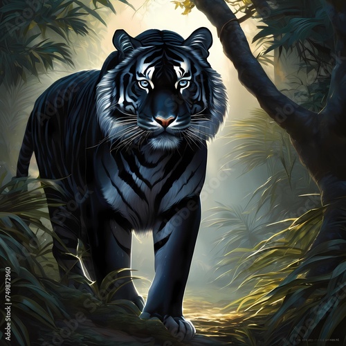 Black tiger in the dark