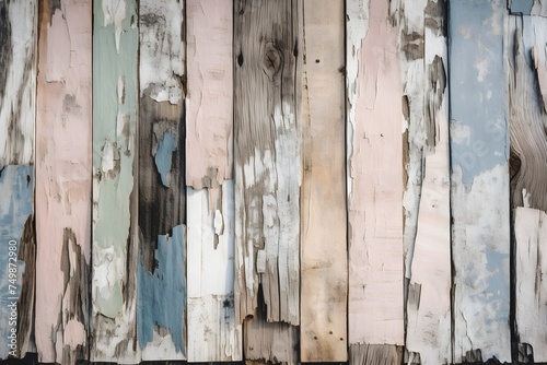 Old wooden planks wallpaper texture, rough, vintage, pastel colors pink and blue banner © Mockup Lab