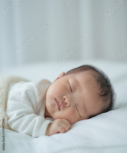 baby sleeping on the bed
