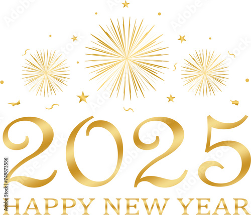 happy new year 2025 - golden design, golden fireworks, beautiful design