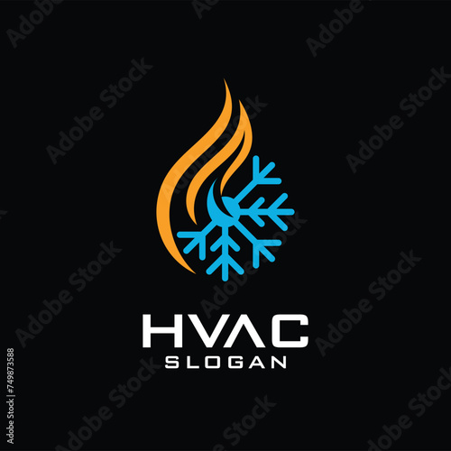 Cooling and heating logo, HVAC logo design