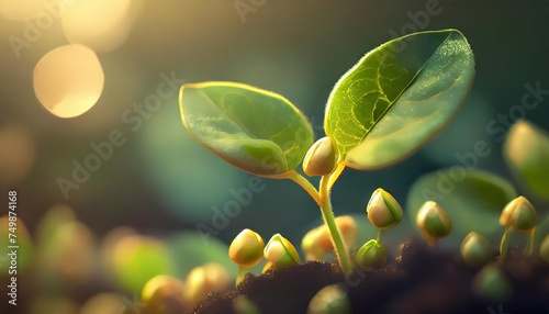young soy plant germinating from soy seeds soy agriculture