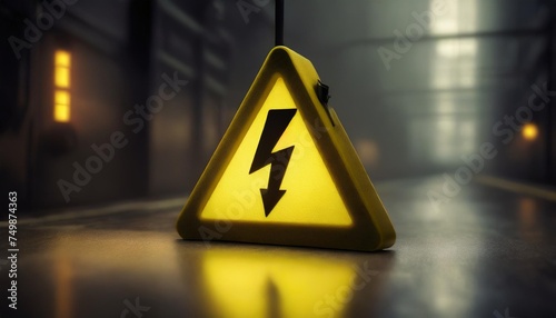 danger high voltage yellow warning sign photo