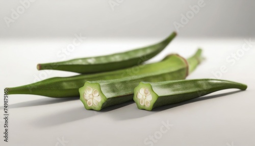 fresh okra isolated on white background