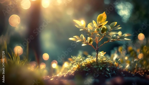 small tree growing with sunshine in garden eco concept © Kendrick