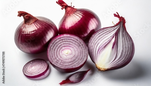red onion slices isolated over white background top view flat lay red onion slice inr without shadow