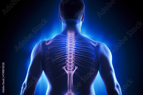 futuristic medical research of back spine back, spine, herniated disk pain health care