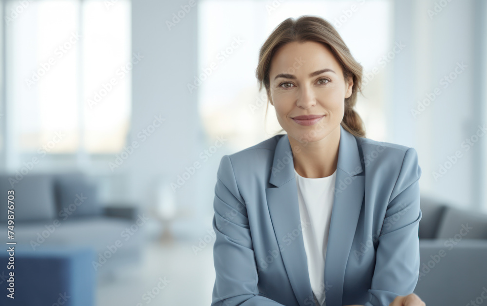 Confident businesswoman in a blue suit smiling Confident businesswoman in a blue suit smiling