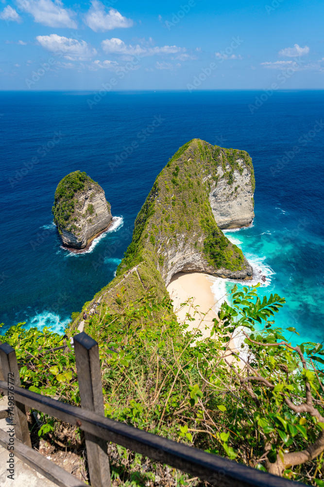 Stunning aerial view of Kelingking Beach in Bali