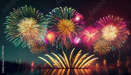 luminous happy new year fireworks display