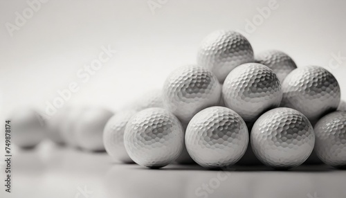 golf balls pile with copy space isolated on white background