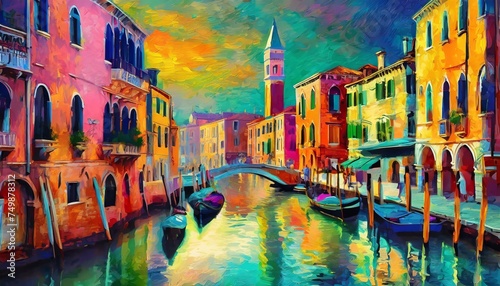 venice travel destination poster in retro style italy landscape digital print europe vacation international holidays tourism concept vintage vector colorful illustration in bright vivid colors