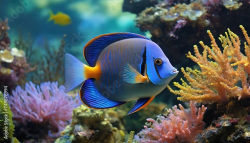 paracanthurus hepatus surgeon fish wonderful and beautiful tropical fish with corals reef in the aquarium nature forest design tank with fresh water underwater world animal life © Wayne