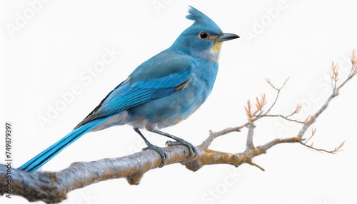 blue bird on branch isolated on white background canva png cutout © Wayne