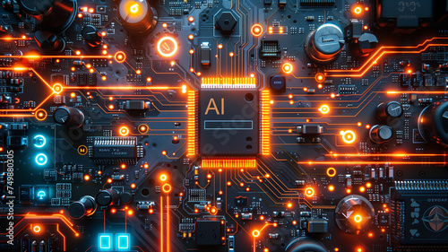AI Circuit motherboard, Central Computer Processors AI CPU