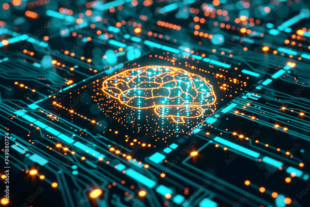 Electronic Mind, Cubo-Futuristic Brain Icon