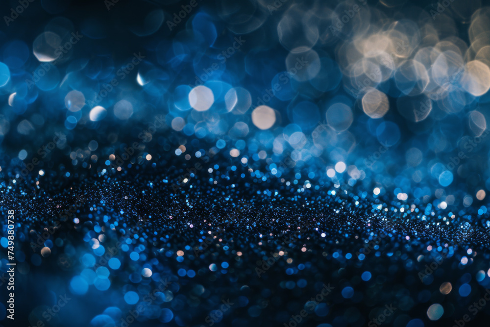 Dark Navy Sparkles, Glittering Blue Background