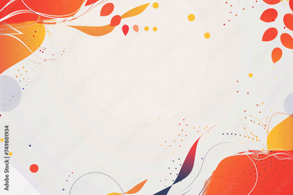 Abstract background with swirling orange and red shapes on a light base