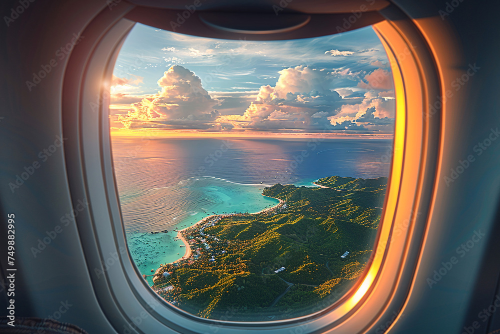 person walking with a trolley bag going for vacation, Travel, traveler in airport with a large suitcase, travel agency, luggage at the airport ,airplane flying over the clouds, passports, holiday
