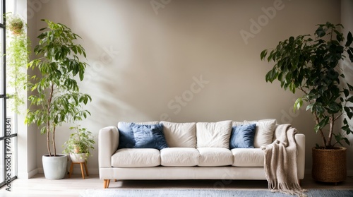 Sleek living room with stylish greenery 