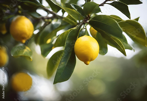 Citrons mûrs sur un citronnier
