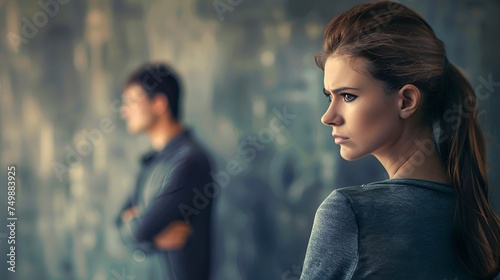 A portrait of an unhappy stand-offish couple after an argument.