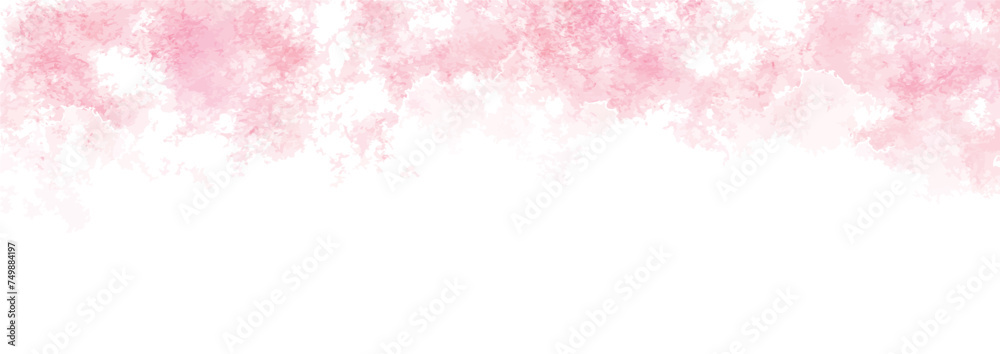 水彩テクスチャの背景素材　ピンク　春イメージ　横長