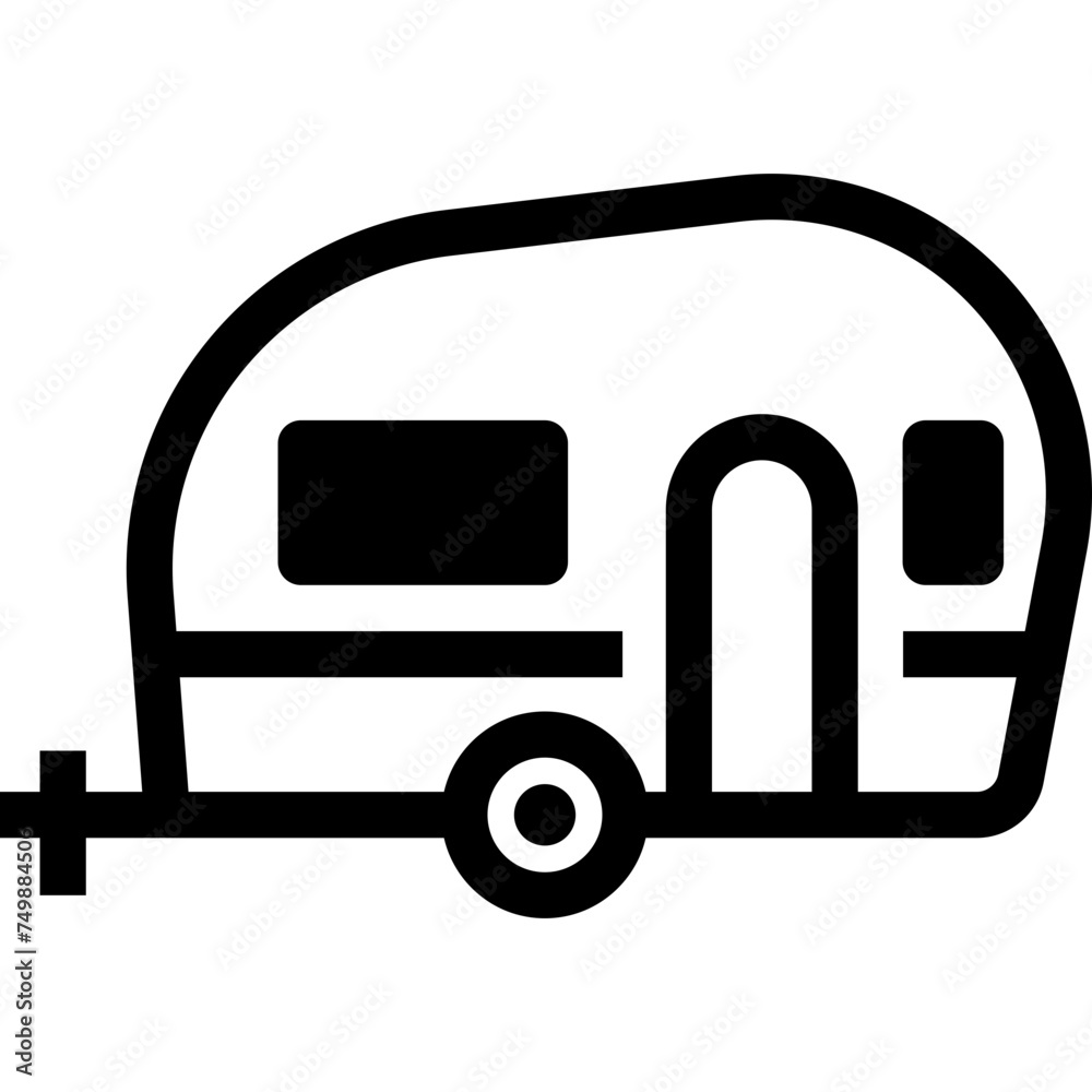 camping car bold line icon for decoration, website, web, mobile app, printing, banner, logo, poster design, etc.
