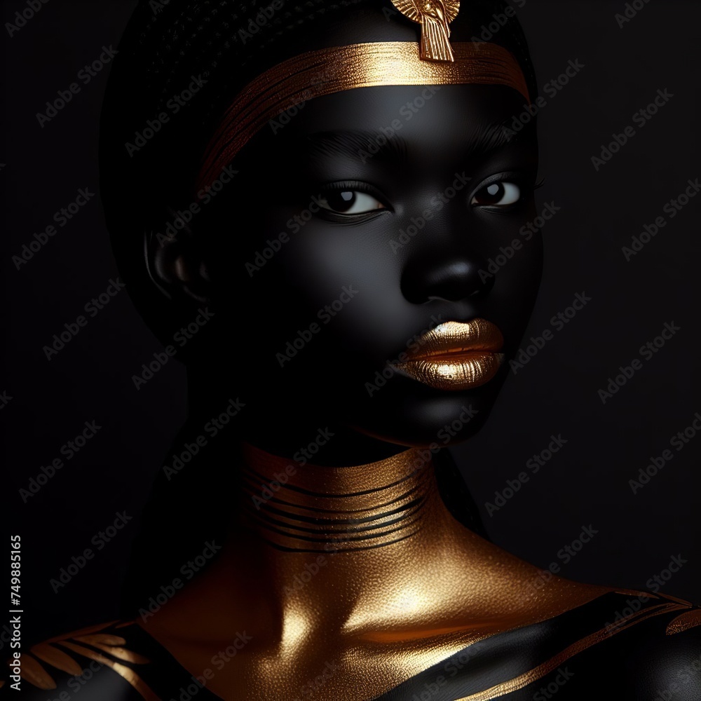 Female african american model with gold skin Female african american model with gold skin
