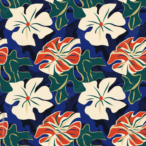 hawaiian tropical flower seamless pattern tile background