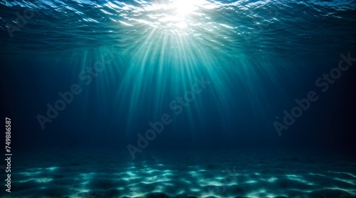 Sunlight gently shimmering through tranquil ocean depths, forming a serene underwater backdrop 