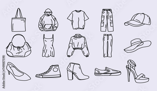 Set of clothing outline icon design vector