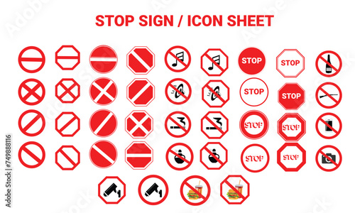 Set of Stop Icon