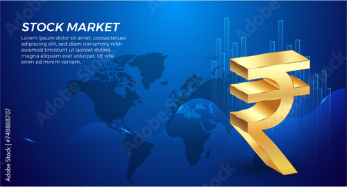 Indian economy increase bull market. indian stock market high growth.
