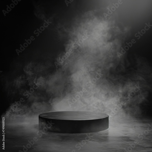 Podium black rock dark smoke background product shot