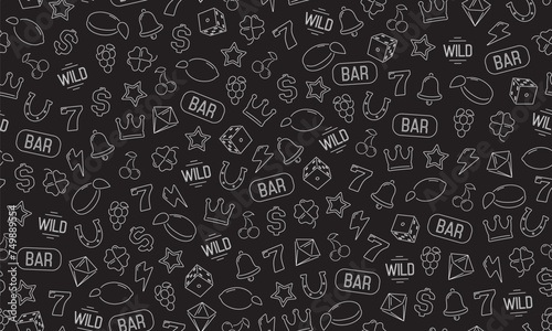 Seamless pattern for Casino. Background with game symbols. Vector template for your design.