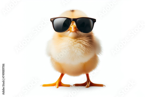 baby chick wearing cool sunglasses isolated on white background copy space. ai generative