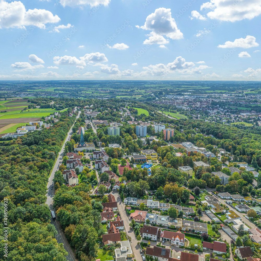 Luftaufnahme des Donauwörther Stadtteil Parkstadt