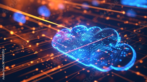 Cloud computer and software data storage. Smart digital transformation concept