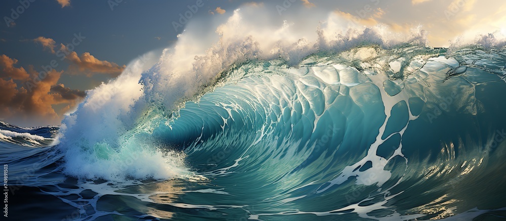 Surfing ocean wave - obrazy, fototapety, plakaty 