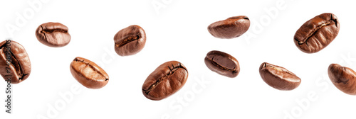 Coffee beans flying isolated on isolated white background.