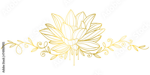 lotus flower line art vector illustration, water lily vesak day element design