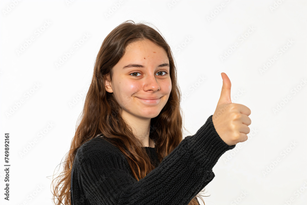 a woman giving a thumbs up sign with her hand a woman giving a thumbs up sign with her hand