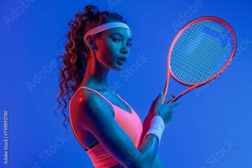 A woman in a pink top and white wristband holding a tennis racket © Sascha