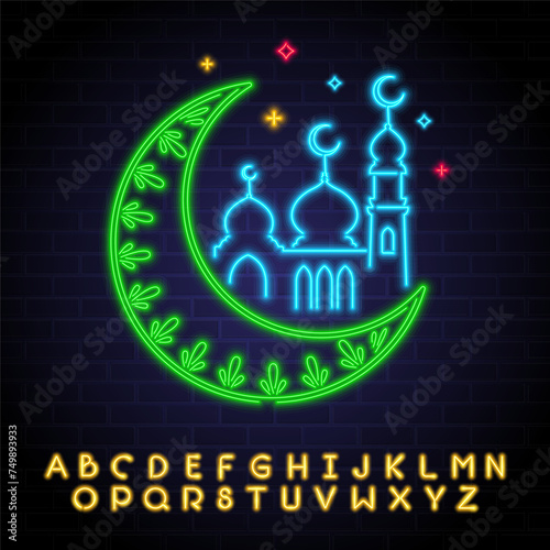 Eid Al Adha festive uith neon light style