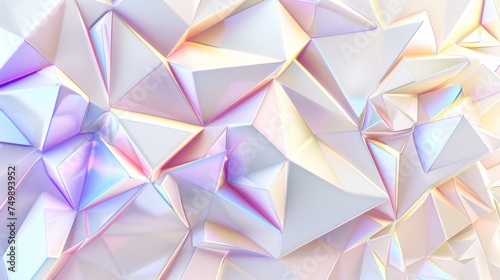 A landscape of holographic geometry unfolds in a myriad of pastel hues and sharp angles.