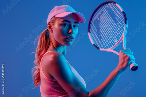 A woman is holding a tennis racket and wearing a pink hat © Sascha