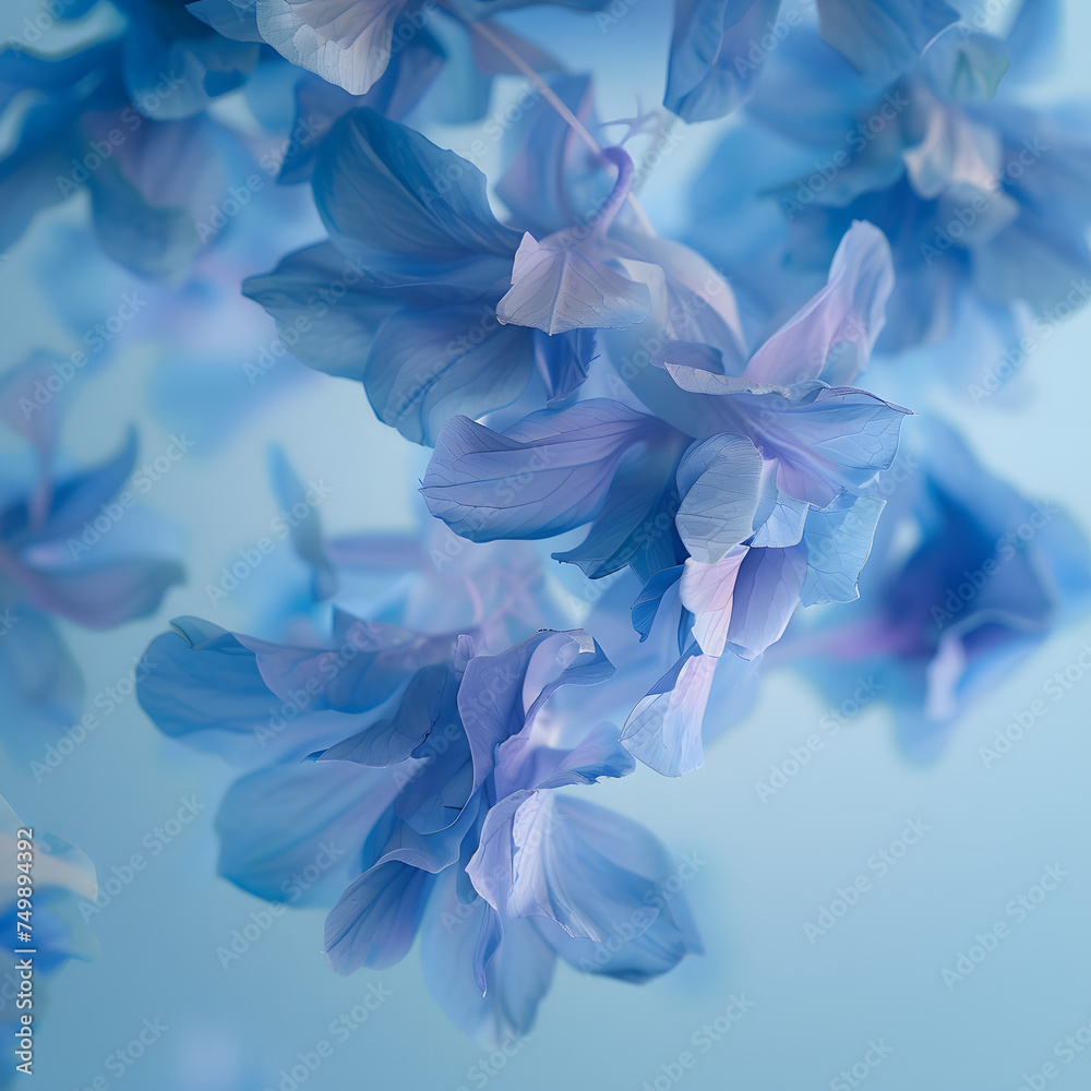 Ethereal Blue Flowers on Pastel Background