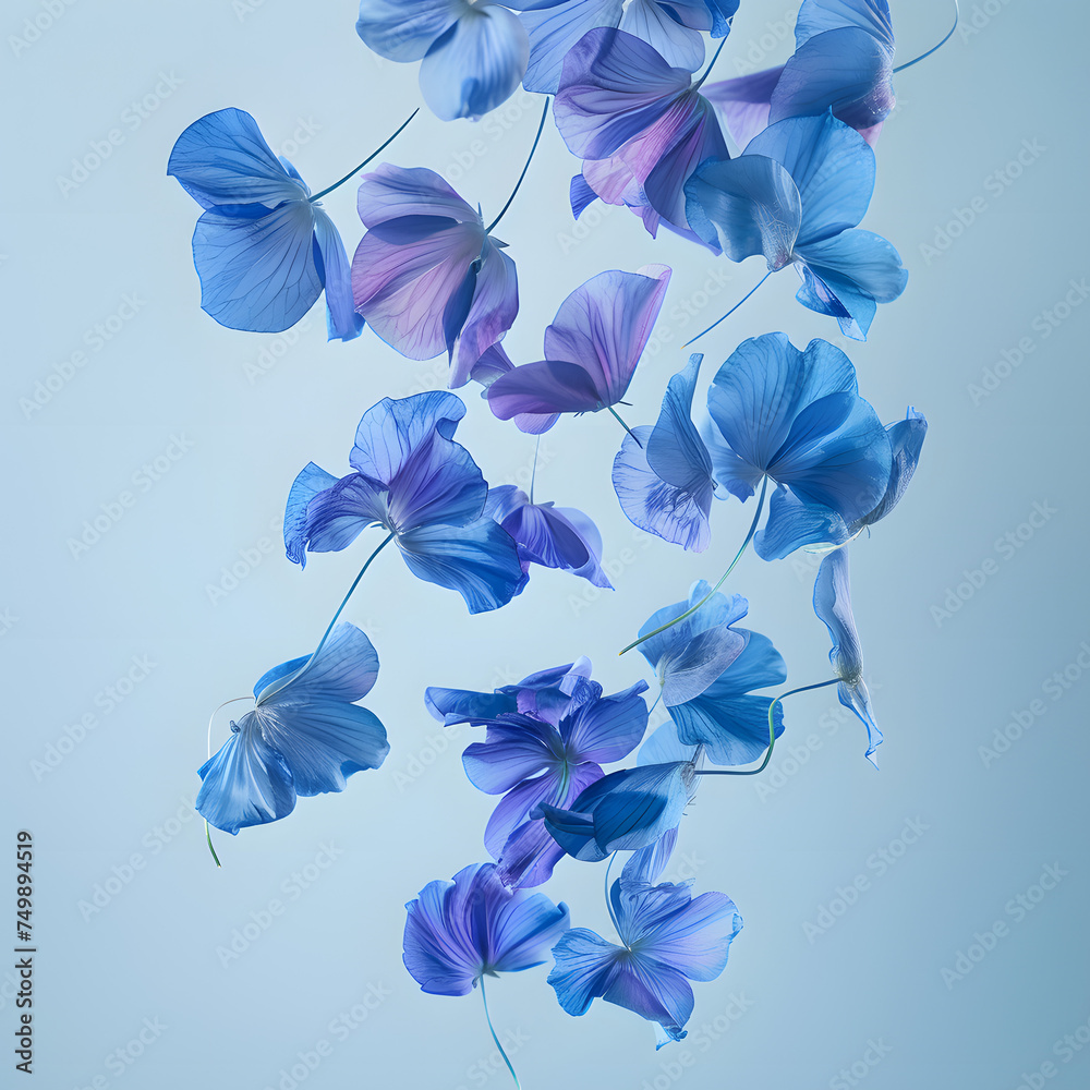 Ethereal Blue Butterflies in Flight